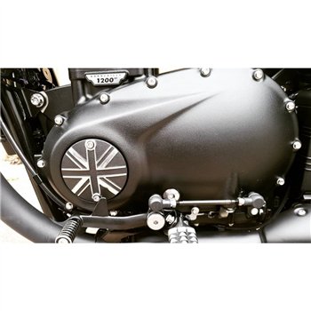 cafe 4 racer - Odznak spojky - Union Jack - černý/leštěný kontrastní povrch - Motone Triumph Bonneville 