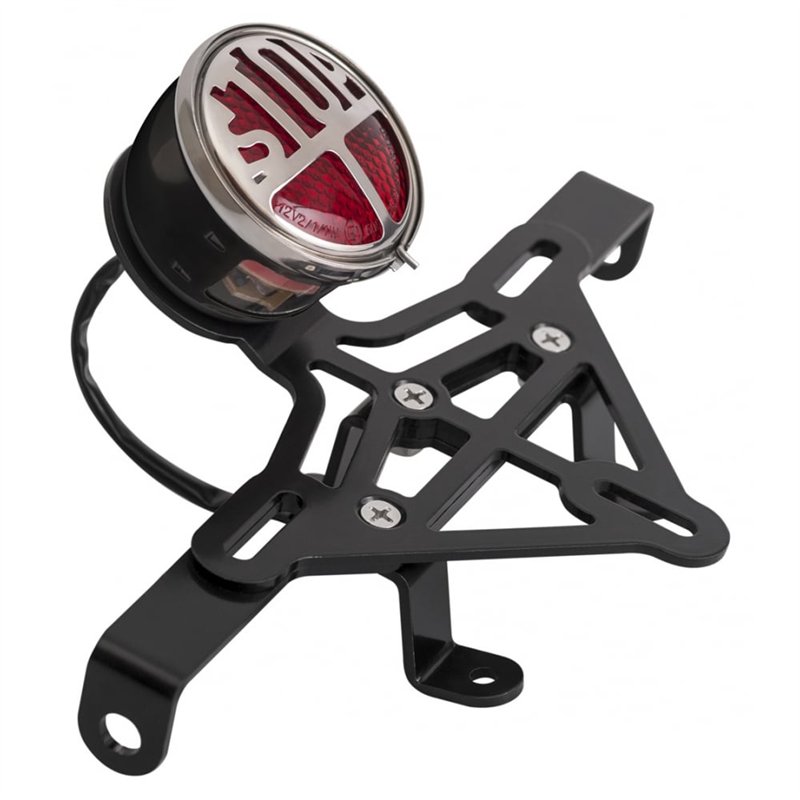 cafe 4 racer - Miller Black Stop Tail Light - Rear Mudguard Bracket - Indicator Plate - Loom KIT - Motone Triumph Bonneville 