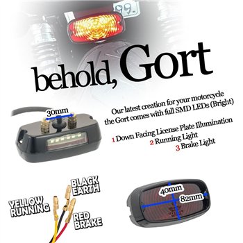 cafe 4 racer - Gort Tail Light - LED - Krackle Black - Motone LED Rear lights 