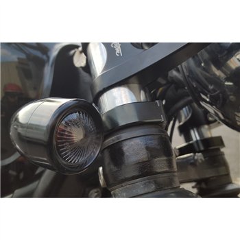 cafe 4 racer - Wrap-Around Fork M10 (10mm) Indicator Turn Signal Bracket Clamps - Pair - 39mm - Black - Motone CNC aluminum housing & brackets 