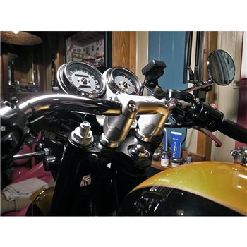 cafe 4 racer - Handlebar Riser Inserts - One Inch Rise - For One Inch Bars - Clear/Silver - Motone Triumph Bonneville 