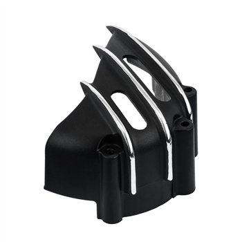 cafe 4 racer - Speedster Sprocket Cover - Ribbed - Black with Contrast Polished Fins - AC - Motone Triumph Bonneville 
