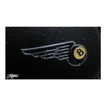 cafe 4 racer - Winged 8-Ball Fuel Tank/Side Panel Emblems - Billet - Motone Billet Emblems Stickers Logos 