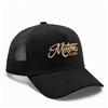 cafe 4 racer - GOLDIE Trucker kšiltovka - Zakřivený kšilt - Černý semiš - Zlaté logo - Motone Kšiltovky 