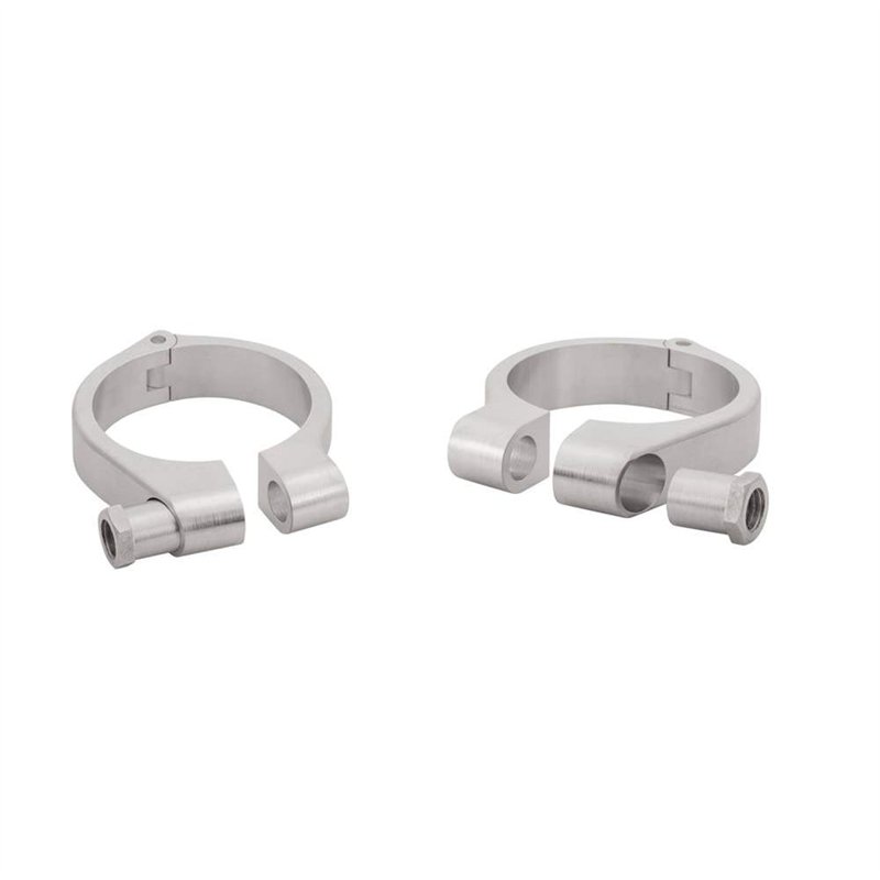 cafe 4 racer - Wrap-Around Fork M10 (10mm) Indicator Turn Signal Bracket Clamps - Pair - 35mm - Brushed - Motone CNC aluminum housing & brackets 