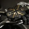 cafe 4 racer - Motone BRASS Disc Brake Oil Reservoir Master Cylinder Cap - Union Jack - Motone Triumph Bonneville 
