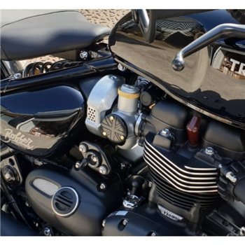 cafe 4 racer - TPS Kryt karburátora/telá škrtiacej klapky - pár - Union Jack - čierny - Motone Triumph Bonneville 