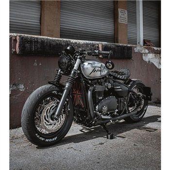 cafe 4 racer - TPS Kryt karburátoru/tělesa škrticí klapky - pár - Union Jack - černá/kontrastní leštění - Motone Triumph Bonneville 