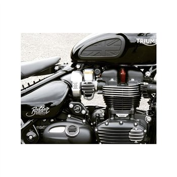 cafe 4 racer - TPS Carb/Throttle Body Cover - Pair - Ribbed/Finned - Black - Motone Triumph Bonneville 