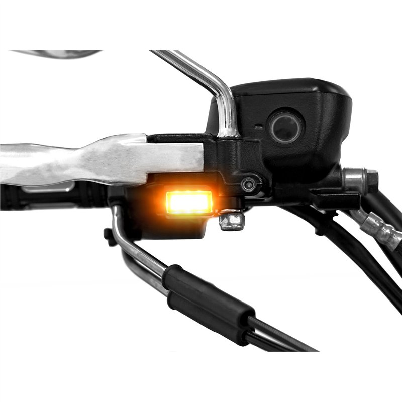 cafe 4 racer - Zieger 10005758 Below Bar LED Turnsignals 3 Black – HD Softail 00-14, Dyna 99-17 - Zieger Handlebar indicators 