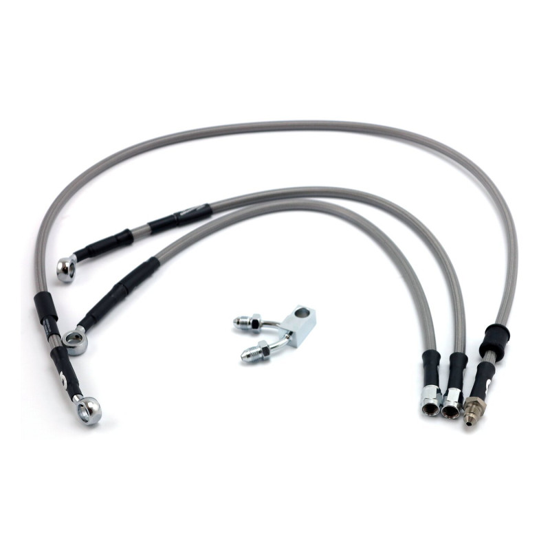 cafe 4 racer - MCS By Goodridge brake line front, stainless clear coated – HD FLSTC Heritage 11-14 - MCS Brakes 