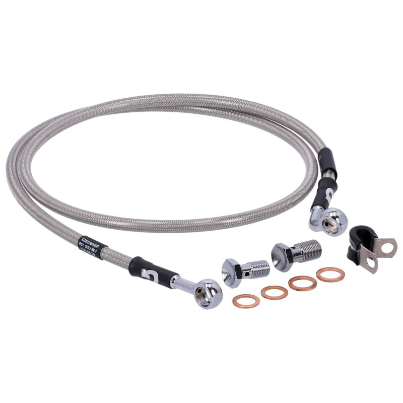 cafe 4 racer - MCS By Goodridge brake line front, stainless clear coated – HD FXDI Dyna 06-13 - MCS Brakes 