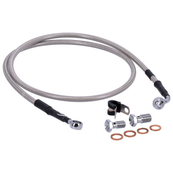 cafe 4 racer - MCS By Goodridge brake line front, stainless clear coated – HD FLSTF 15-17, FXSB 15-17 - MCS Brakes 
