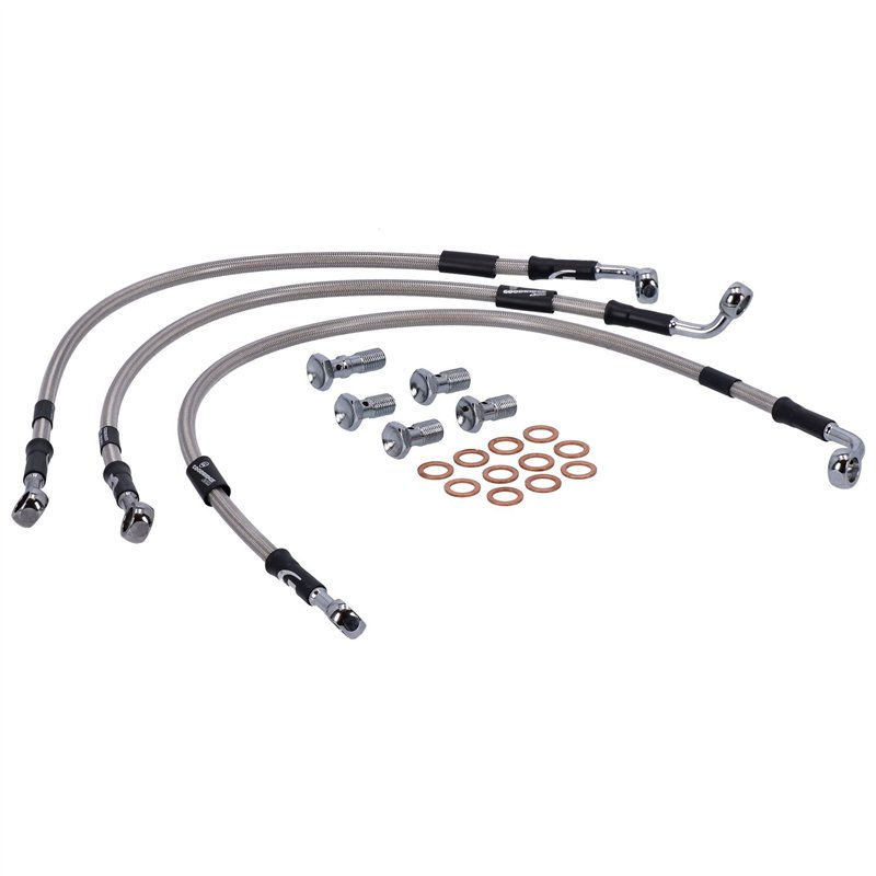 MCS By Goodridge brake line front, stainless clear coated – HD VRSCA V-Rod 06-07