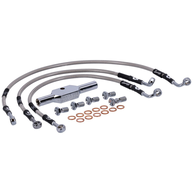 cafe 4 racer - MCS By Goodridge brake line front, stainless clear coated – HD VRSCA V-Rod 01-05 - MCS Brakes 