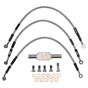 cafe 4 racer - MCS By Goodridge brake line front, stainless clear coated – HD VRSCA 04-05 - MCS Brakes 