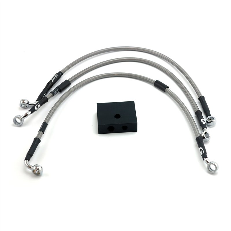 cafe 4 racer - MCS By Goodridge brake line front, stainless clear coated – HD FXDF Dyna 14-17 - MCS Brakes 