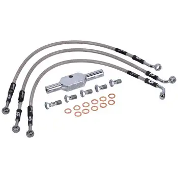 cafe 4 racer - MCS By Goodridge brake line front, stainless clear coated – HD FXDF Dyna Fat Bob 08-13 - MCS Brakes 