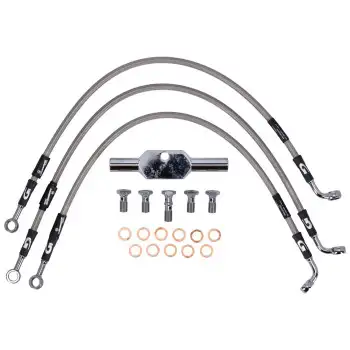 cafe 4 racer - MCS By Goodridge brake line front, stainless clear coated – HD FXDF Dyna Fat Bob 08-13 - MCS Brakes 