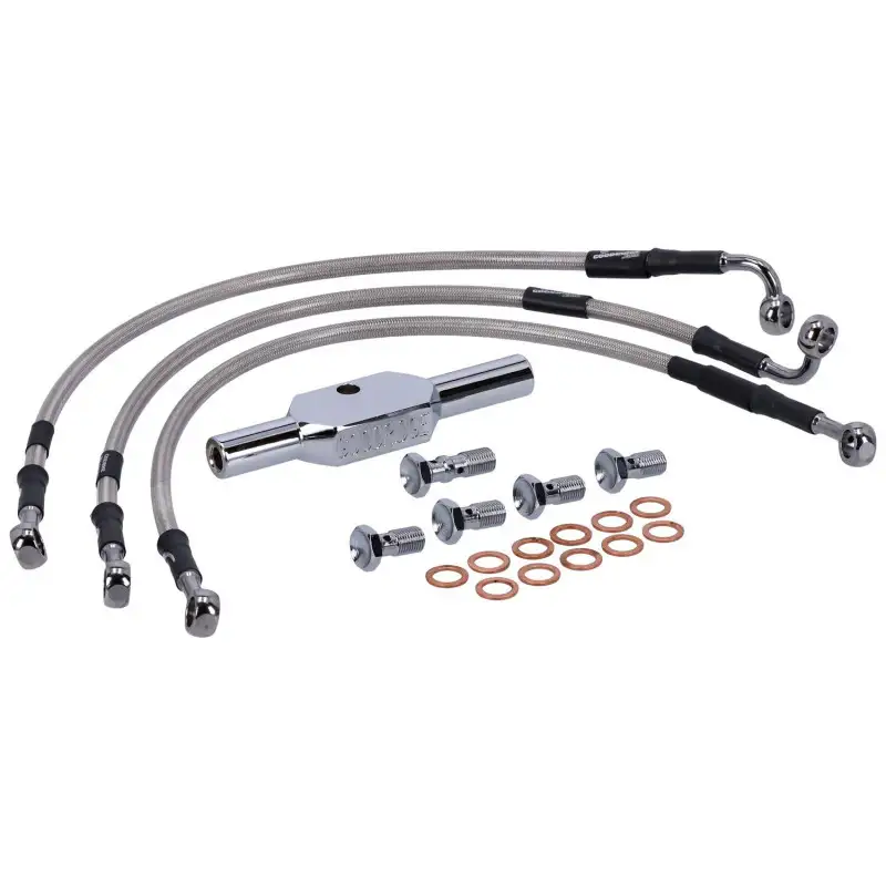 cafe 4 racer - MCS By Goodridge brake line front, stainless clear coated – HD FXDX Dyna 99-05 - MCS Brakes 