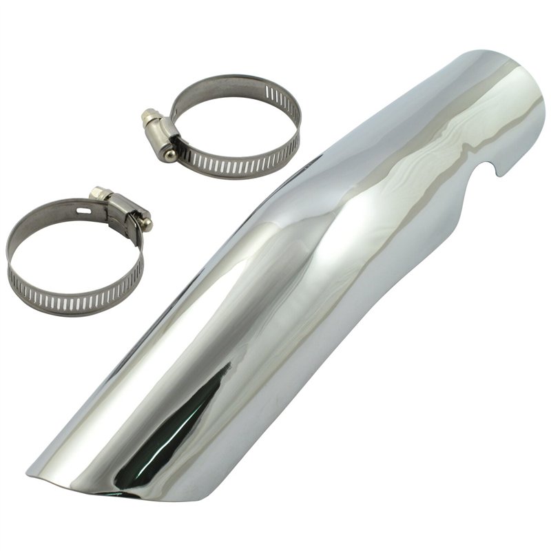 cafe 4 racer - MCS FL 2-1 exhaust rear header heatshield chrome – HD FX and all 70-84 FL 71-75 - MCS Exhaust accessories 