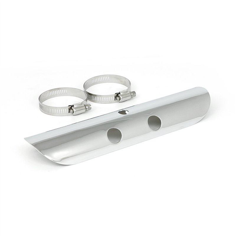 cafe 4 racer - MCS Universal bullet hole heat shield 10" long chrome - MCS Exhaust accessories 
