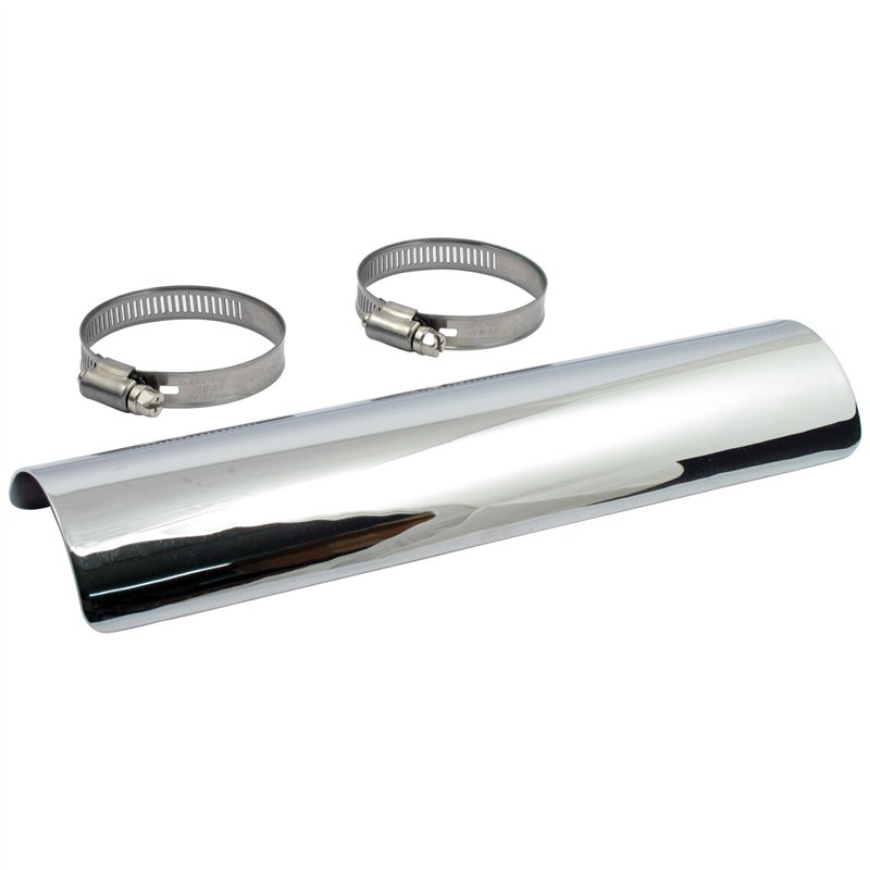 cafe 4 racer - MCS Universal smooth heat shield 10" long chrome - MCS Exhaust accessories 