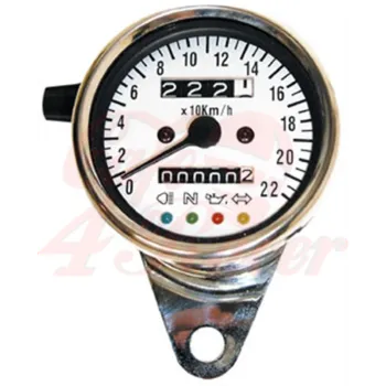 cafe 4 racer - Universal Speedometer chrome with 4 function lights -  Analog speedometers 4054783045334