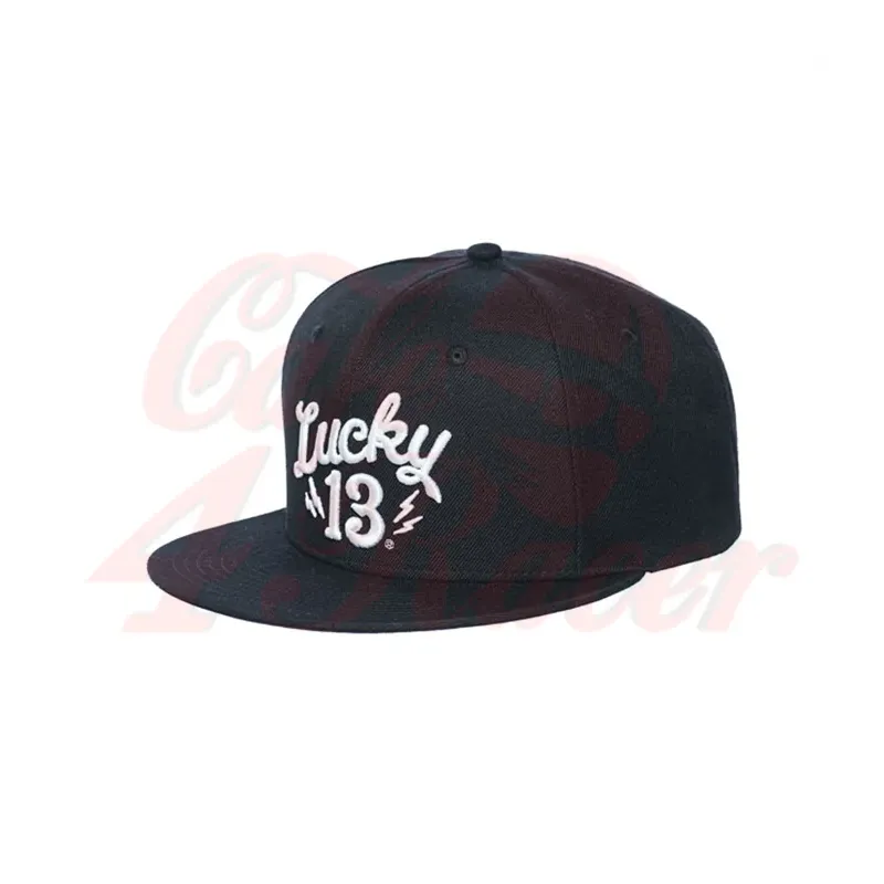 Lucky 13 Shocker snapback cap black with white logo