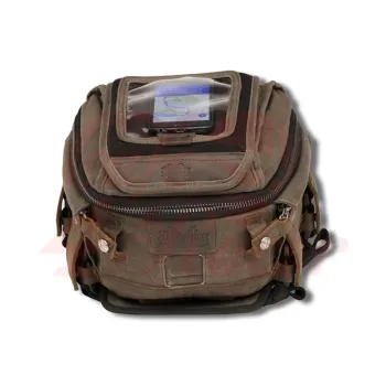 cafe 4 racer - Burly Voyager tank/tail bag waxed canvas dark oak - BURLY Bags 