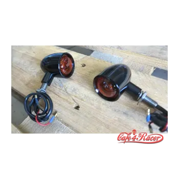 cafe 4 racer - Motone Custom Billet Indicator Turn Signals - Set of 4 - Black - Motone Standard indicators 