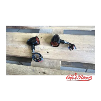cafe 4 racer - Motone Custom Billet Indicator Turn Signals - Set of 2 - Black - Motone Standard indicators 