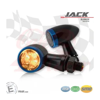 cafe 4 racer - SMD indicator RL set "Jack" blue ring - HS MOTO Germany Standard indicators 