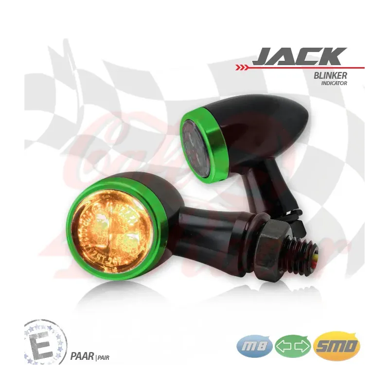 cafe 4 racer - SMD indikátor RL set "Jack" zelená - HS MOTO Germany Standardní ukazatele směru 4251352632494