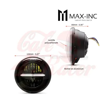 cafe 4 racer - 5 3/4 BLACK LED Insert - MAX-INC  LED Headlight & inserts 