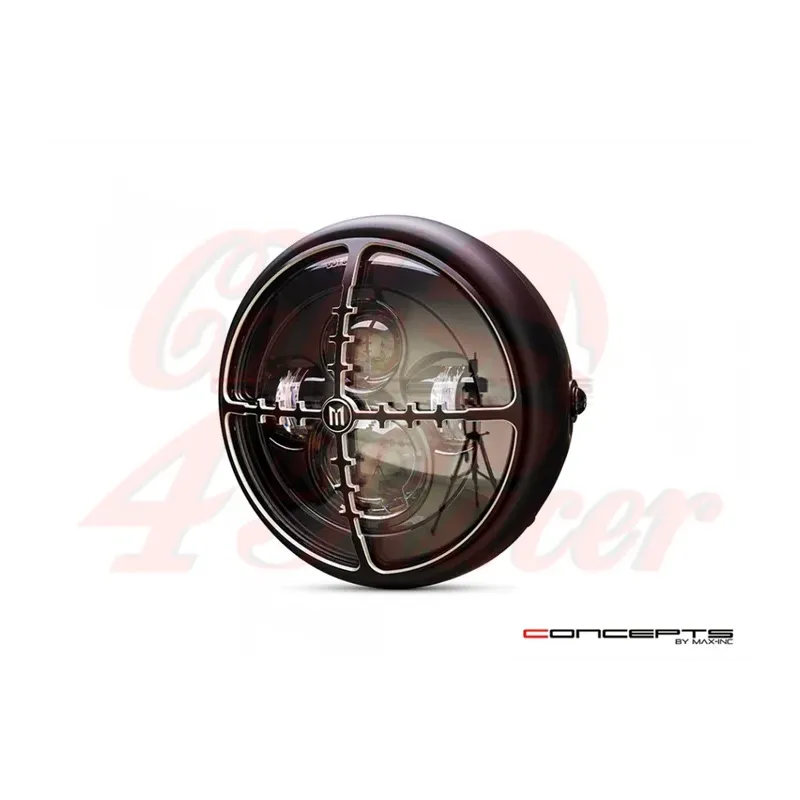cafe 4 racer - 7" LED matně černý Cross Hairs mřížka - MAX-INC  Světla LED 