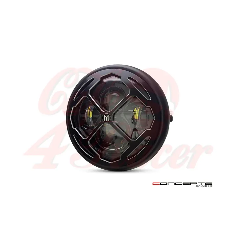 cafe 4 racer - 7" LED matně černý Rukis mřížka - MAX-INC  Světla LED 