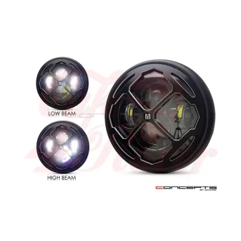 cafe 4 racer - 7" LED matně černý Rukis mřížka - MAX-INC  Světla LED 