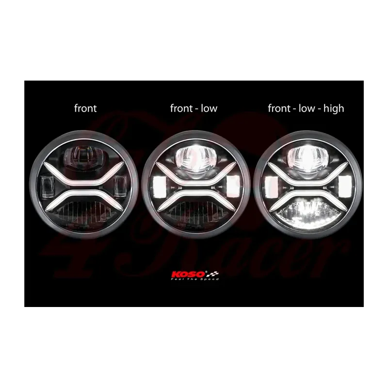 cafe 4 racer - KOSO LED headlight Zenith with parking light, black - Koso Headlights side mount 4054783254392