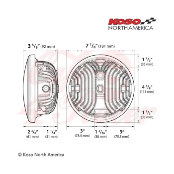 cafe 4 racer - KOSO LED headlight Zenith with parking light, black - Koso Headlights side mount 4054783254392
