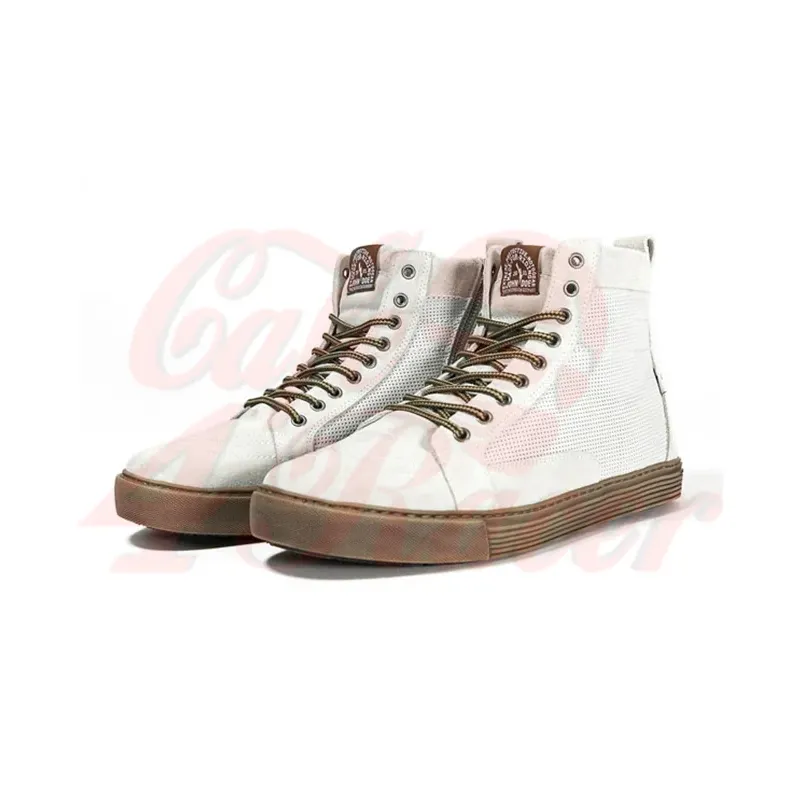cafe 4 racer - John Doe motocyklové tenisky Neo white/ brown CE appr. - JOHN DOE Boty 