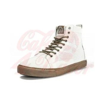 cafe 4 racer - John Doe motocyklové tenisky Neo white/ brown CE appr. - JOHN DOE Boty 