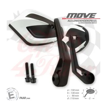 cafe 4 racer - Zpětné zrcátko na konec  řídítka  MOVE Kawasaki  bíla - HS MOTO Germany Příslušenství 4251352638014