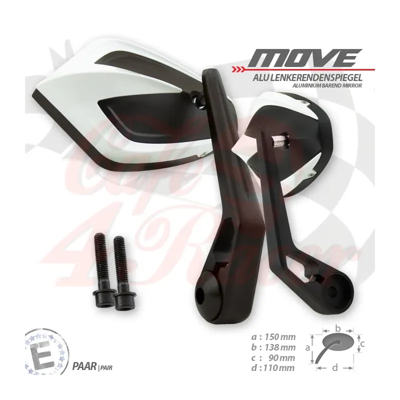 cafe 4 racer - Zpětné zrcátko na konec  řídítka  MOVE Kawasaki  bíla - HS MOTO Germany Příslušenství 4251352638014