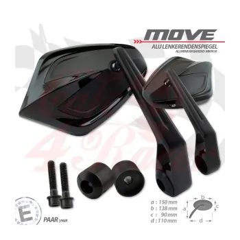 cafe 4 racer - Bar end mirror MOVE Kawasaki  black - HS MOTO Germany Accessories 4251352637680