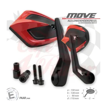cafe 4 racer - Bar end mirror MOVE M16 YAMAHA red - HS MOTO Germany Accessories 