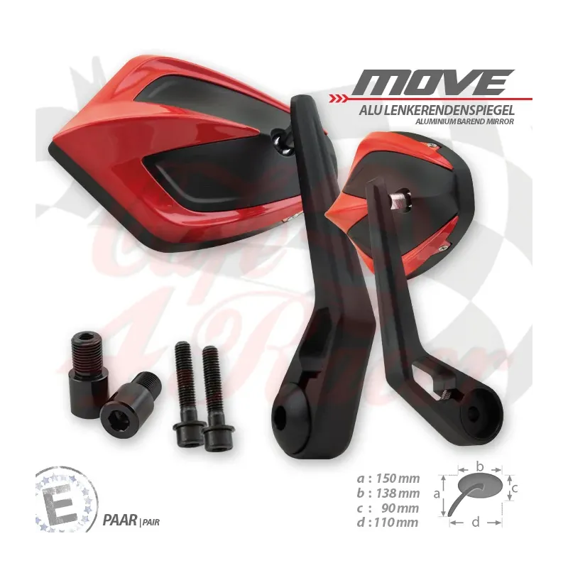cafe 4 racer - Bar end mirror MOVE M16 YAMAHA red - HS MOTO Germany Accessories 