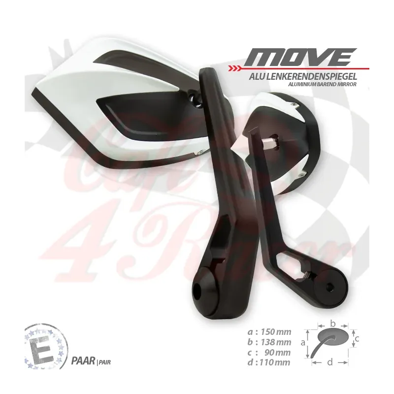 cafe 4 racer - Bar end mirror MOVE Uni M6 white - HS MOTO Germany Accessories 