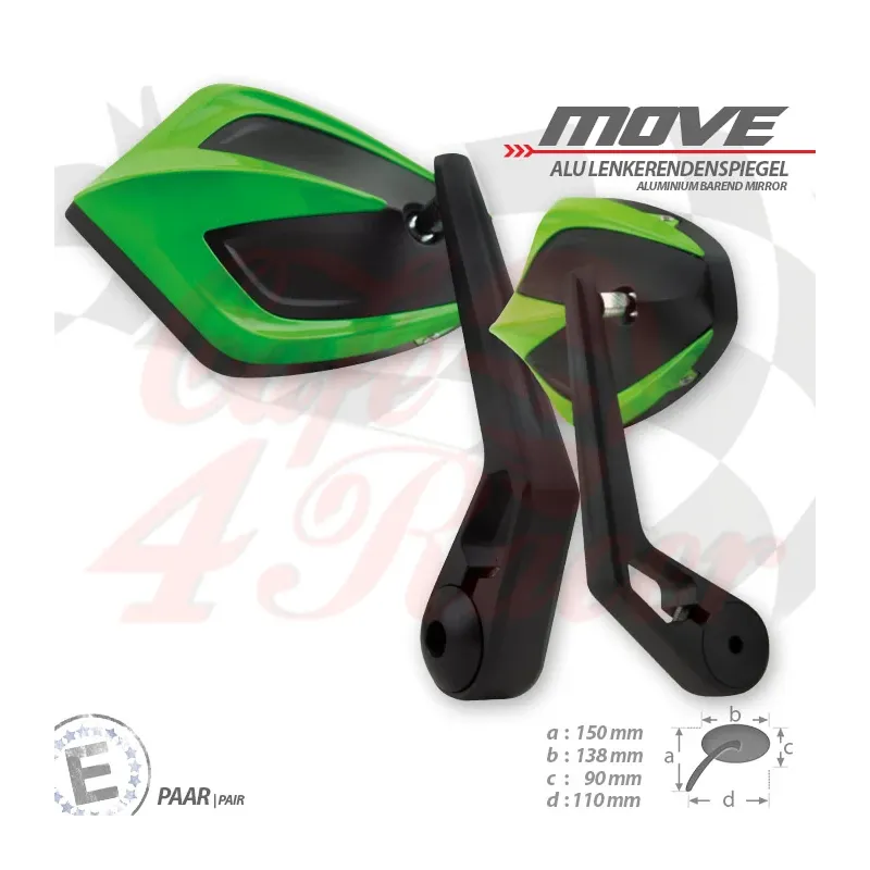 cafe 4 racer - Bar end mirror MOVE Uni M6 green - HS MOTO Germany Accessories 