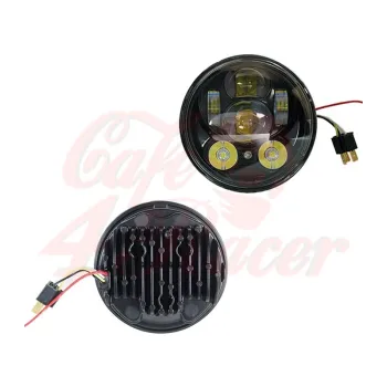 cafe 4 racer - 5-3/4 Harley Headlight 5.75" Led Headlamps insert black LED parking - Cafe4Racer LED Headlight & inserts 